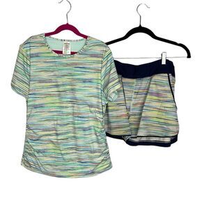 Lands' End Women's Striped Tankini Shorts and Shirt Size 6 Blue 2-Piece Set